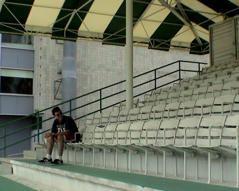 on the grandstands (where the interview took place)